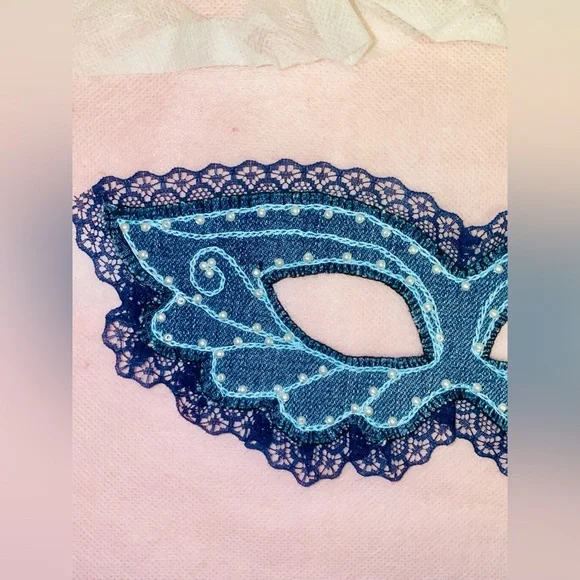 Blue Lace Masquerade Mask. Handmade - Picture 2 of 4